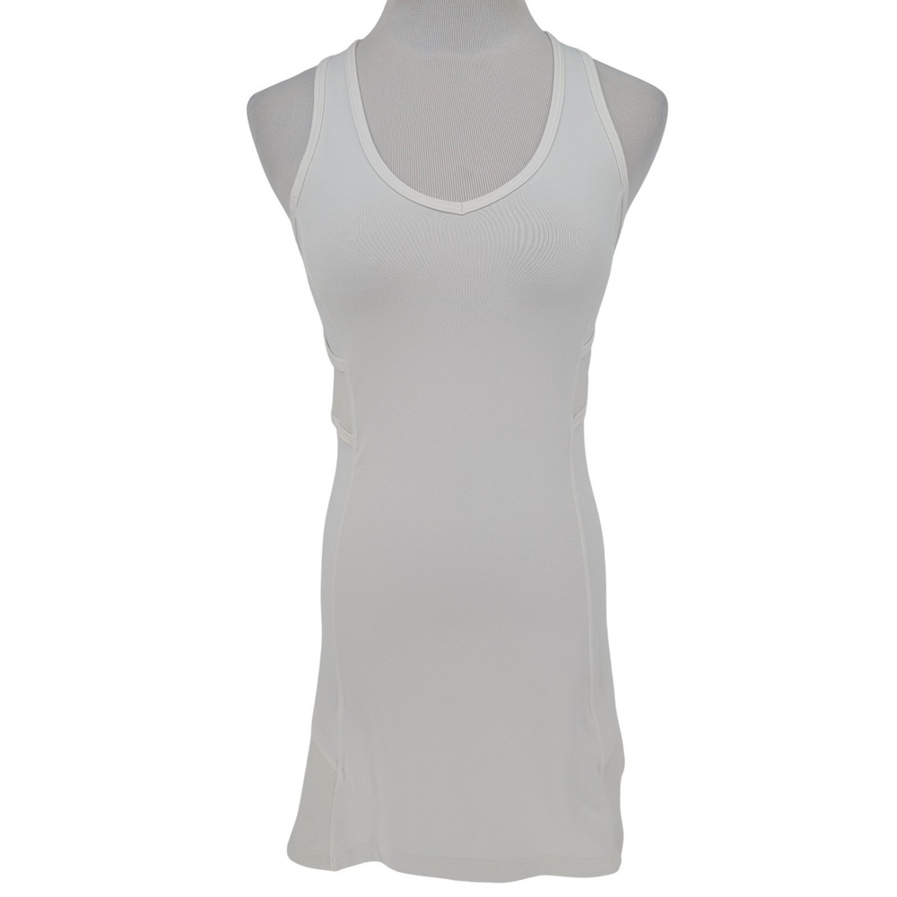 Lululemon Ace Mini Dress Women 4 White‎ Tennis Golf Racerback Ruffle Mesh Active